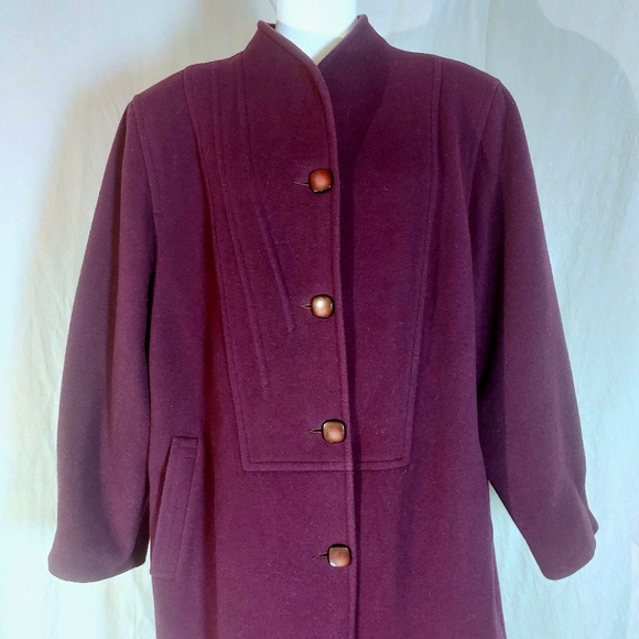 Elena Miro vintage 90s purple wool overcoat, UK22/US18, EUC - Picture 2 of 9